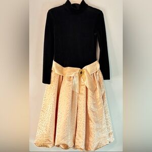AMERICAN GIRL Midnight Holly Holiday Dress Black Velvet & Metallic Gold - Size 8